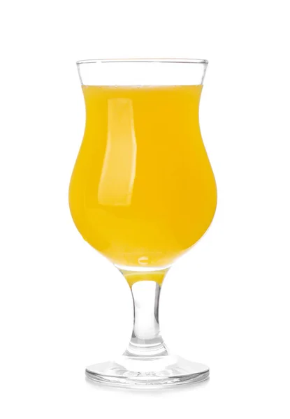 Glas Färsk Citronsaft Vit Bakgrund — Stockfoto