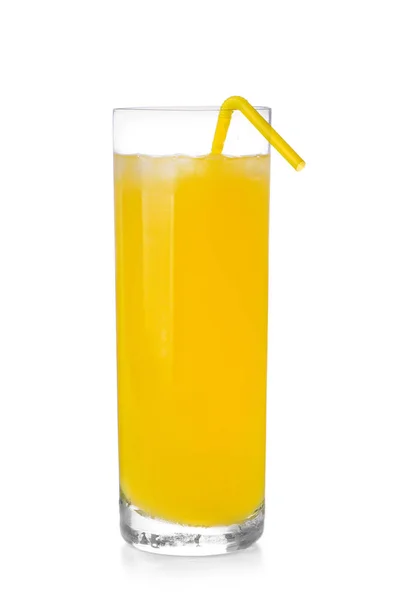 Glass Fresh Lemon Juice White Background — Stock Photo, Image