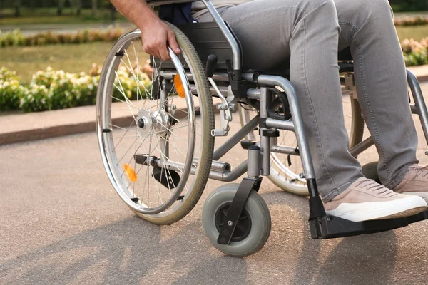 Young Man Wheelchair Outdoors — Stock Photo, Image