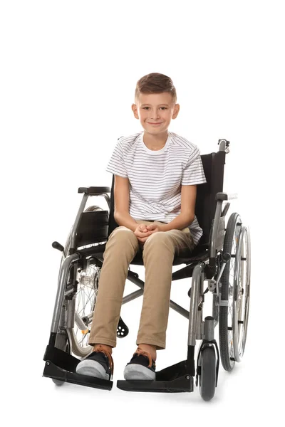 Boy Wheelchair White Background — Stock Photo, Image