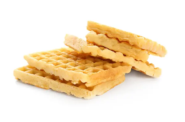 Leckere Waffeln Auf Weißem Hintergrund — Stockfoto