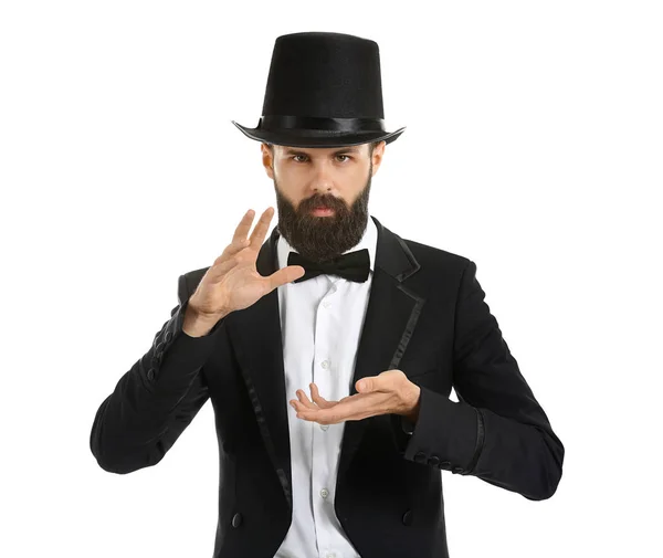 Male Magician White Background — Stock Photo, Image