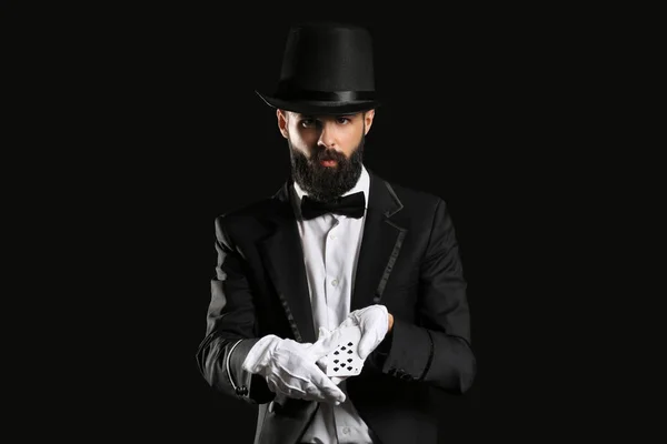 Magician Cards Dark Background — Stock Photo, Image