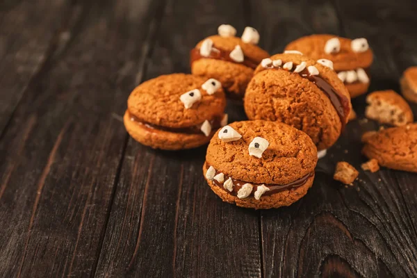 Creative Cookies Prepared Halloween Party Wooden Table — Stock Photo, Image