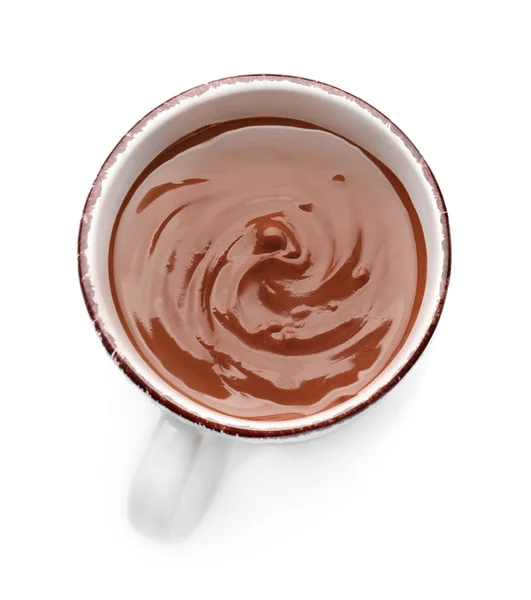 Cup Hot Chocolate White Background — Stock Photo, Image