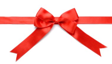 Beyaz arkaplanda kırmızı kurdele