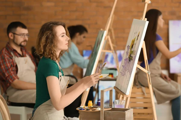 Female Student Classes School Painters — Stock Photo, Image