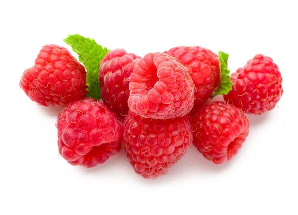 Delicious Fresh Ripe Raspberries White Background — Stock Photo, Image