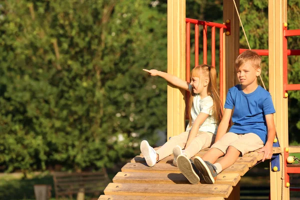 Cute Little Children Outdoors Playground — Stock Photo, Image