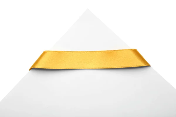 Golden Ribbon White Background — Stock Photo, Image