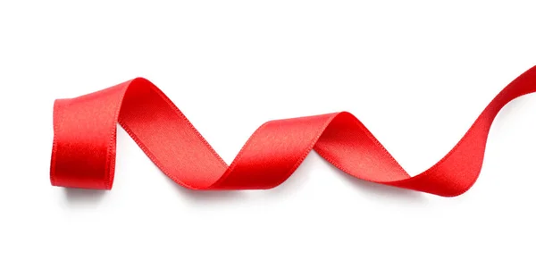 Curled Red Ribbon White Background — Stock Photo, Image