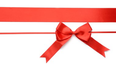 fiyonklu beyaz zemin üzerine kırmızı kurdela