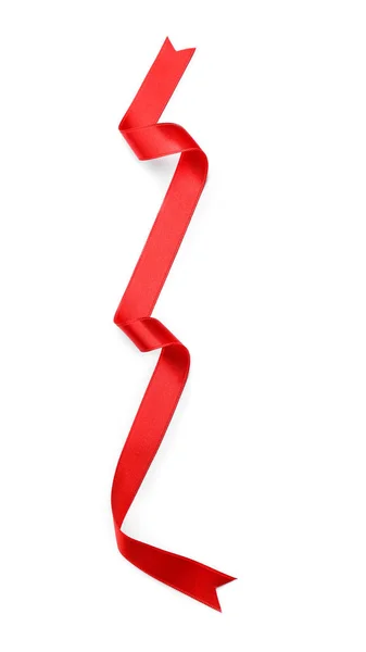 Curled Red Ribbon White Background — Stock Photo, Image