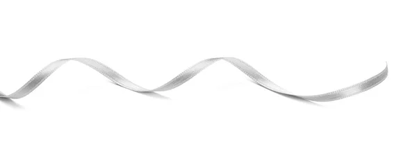 Silver Ribbon White Background — Stock Photo, Image