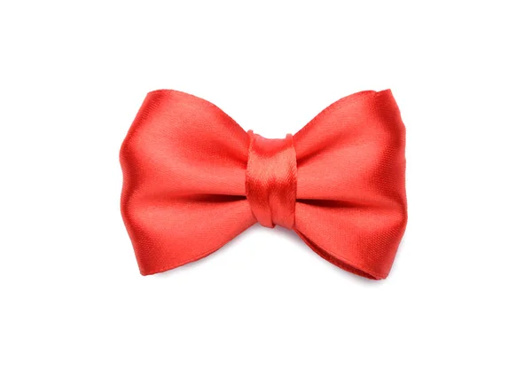 Beautiful Bow Red Ribbon White Background — Stock Photo, Image