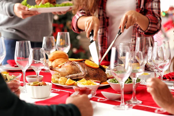 Happy Family Having Christmas Dinner Home — Stock Photo, Image