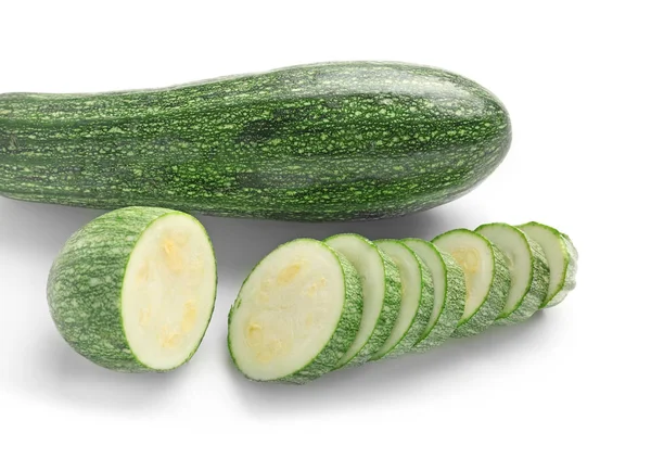 Zucchine Fresche Isolate Bianco — Foto Stock