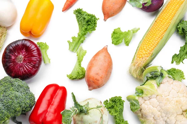 Various Fresh Vegetables White Background — Stock Photo, Image