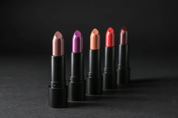 Colourful Lipsticks Black Background — Stock Photo, Image