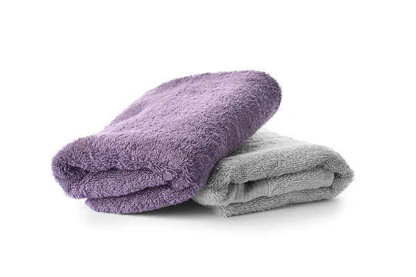 Folded Clean Towels White Background — Stock Photo, Image