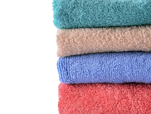Stack Clean Towels White Background Closeup — Stock Photo, Image