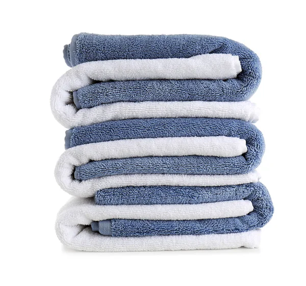 Stack Clean Soft Towels White Background — Stock Photo, Image