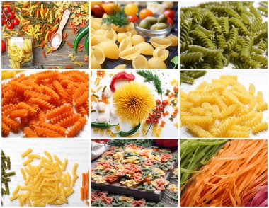 Pişmemiş makarna çeşitleri ile ayarla