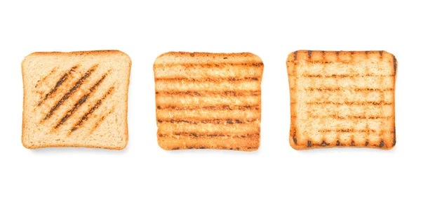 Verschiedene Leckere Toastbrot Auf Weißem Hintergrund — Stockfoto