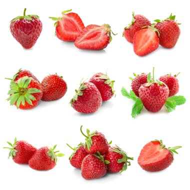 Beyaz zemin üzerine lezzetli taze çilek