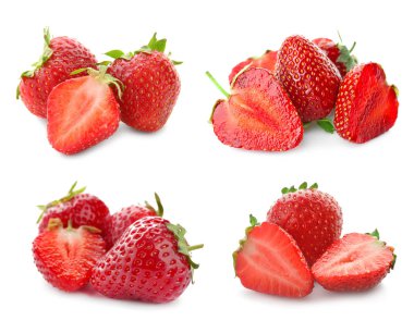 Beyaz zemin üzerine lezzetli taze çilek