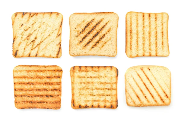 Verschiedene Leckere Toastbrot Auf Weißem Hintergrund — Stockfoto