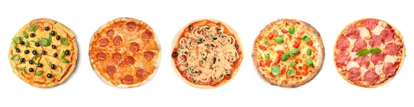 Set Tasty Italian Pizzas White Background — Stock Photo, Image