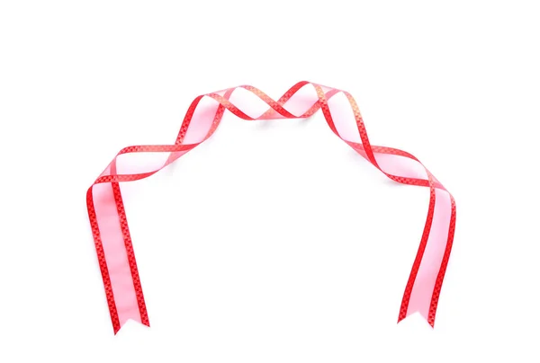 Red Ribbon White Background — Stock Photo, Image