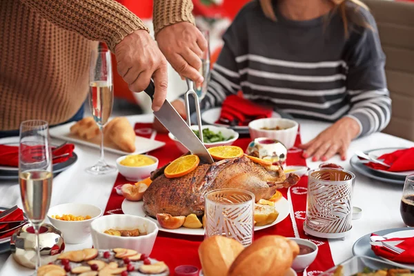 Feliz Familia Teniendo Cena Navidad Casa — Foto de Stock