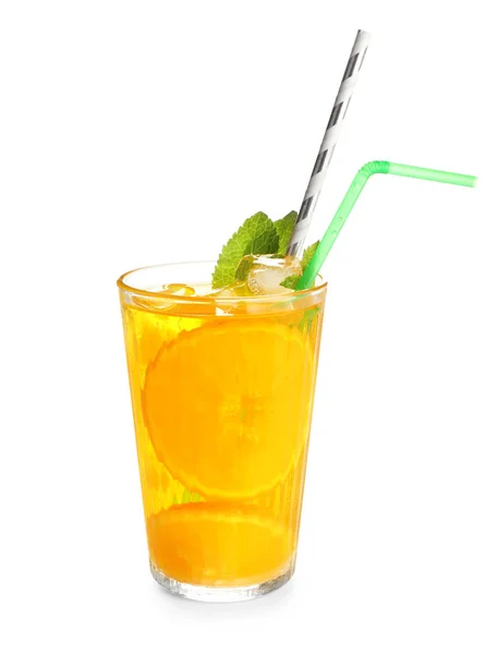 Sommar Cocktail Glas Vit Bakgrund — Stockfoto