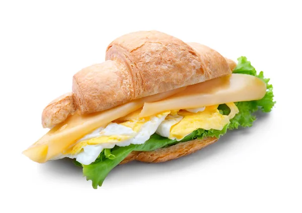 Tasty Croissant Sandwich White Background — Stock Photo, Image