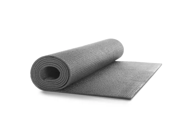 Beyaz Arka Planda Siyah Yoga Mat — Stok fotoğraf