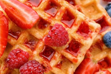 Lezzetli waffle reçel ve Karpuzu, closeup ile