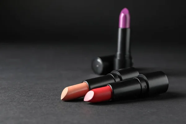 Colourful Lipsticks Black Background — Stock Photo, Image