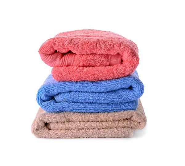 Stack Clean Towels White Background — Stock Photo, Image