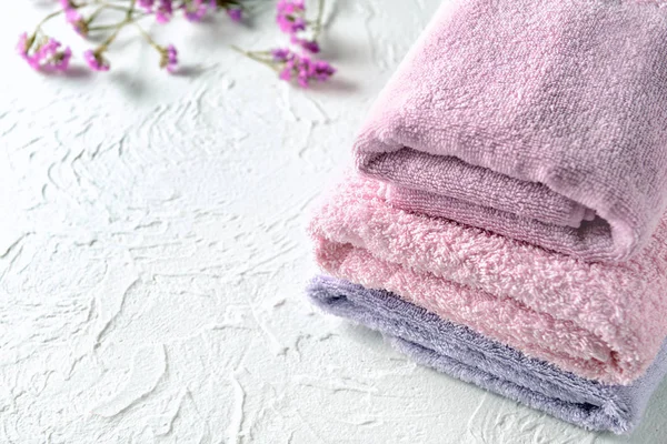 Clean Folded Towels White Table — Stock Photo, Image