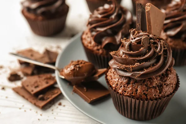 Plaka masada, closeup lezzetli çikolatalı kekler