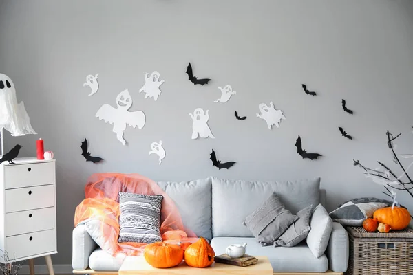 Interno Camera Decorata Halloween — Foto Stock