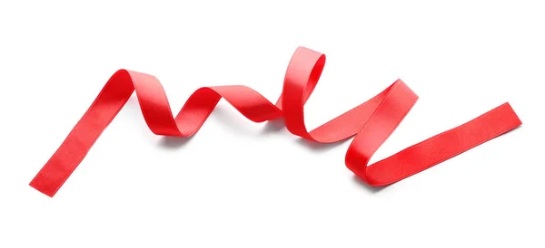 Red Ribbon White Background — Stock Photo, Image