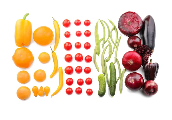 Composition Various Fresh Vegetables White Background — Stock Photo, Image