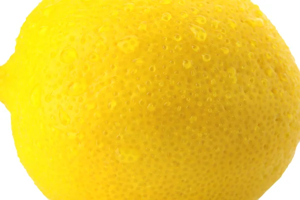 成熟的整个柠檬与水滴在白色背景 特写镜头 — 图库照片