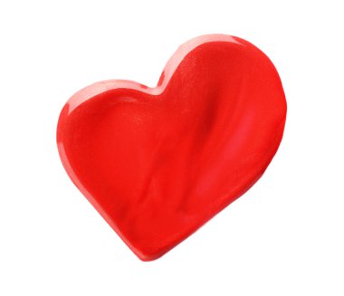 Beyaz arka plan üzerinde renkli ruj ile çizilmiş kalp