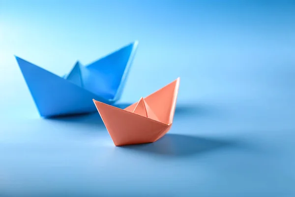 Origami Boats Color Background — Stock Photo, Image