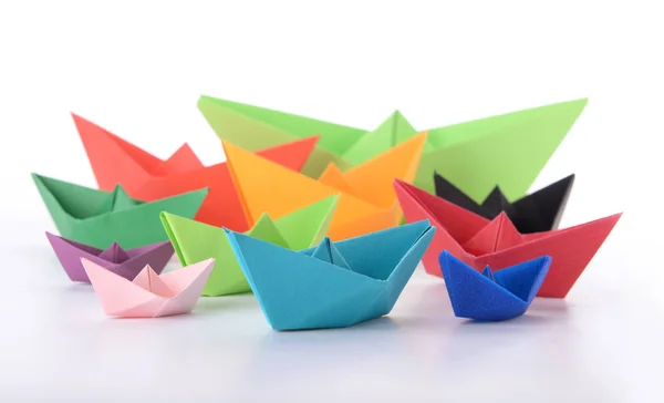 Origami Boats White Background — Stock Photo, Image