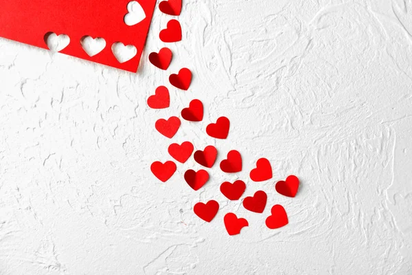 Röda Hjärtan Vit Texturerat Bakgrund — Stockfoto